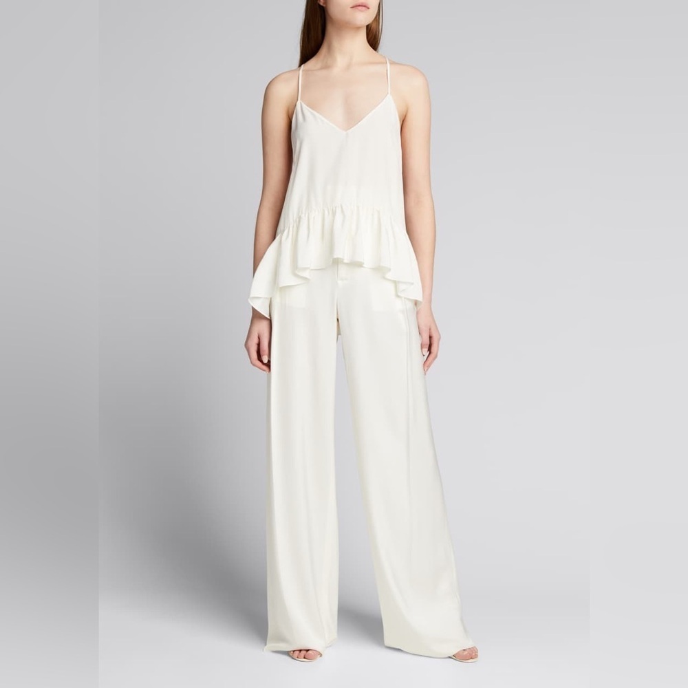 Cinq A Sept “Janet Ruffle Hem Silk Tank”